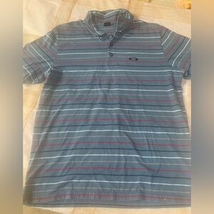 Striped Blue Oakley Polo Style Shirt size Medium